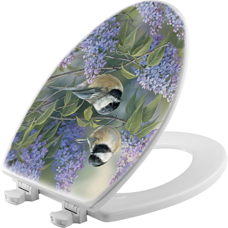 House & Homebody Co. Chickadees and Lilac Elongated Toilet Seat Wayfair